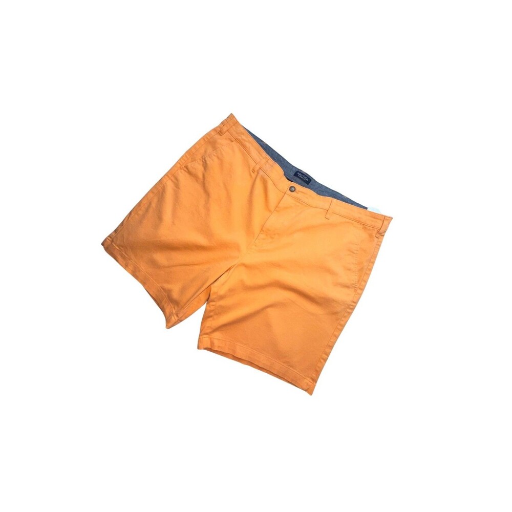 Nautica Classic Fit Flex Men's Orange Chino Shorts Size 42